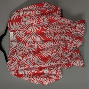 NWT Peplum Crop Palm Print Top Medium Red